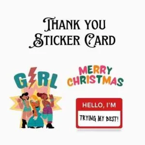 Thank you sticker card samples showing various sticker designs on A6 sheet
