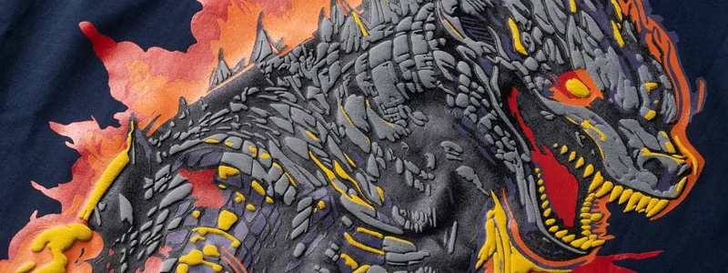 Puff print raised 3D design on a dark t-shirt